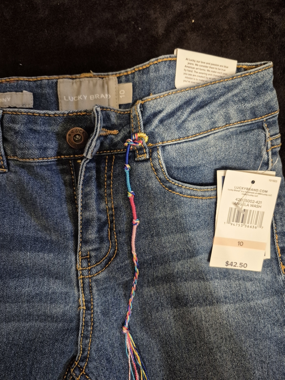 Lucky Brand Blue Kids Jeans with Multicolor Tassel NWT Size 10